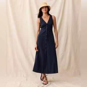 Marine Layer Sleeveless Navy Button-Front Midi Dress